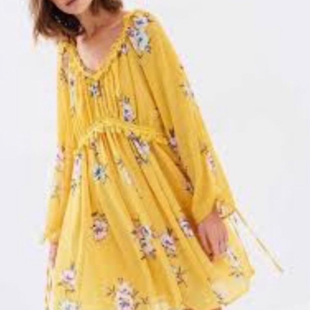 Moon River Flora Dress Open Sleeve Marigold NWOT